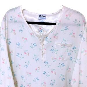 Vintage St Eve Womens‎ Nightgown XL Cotton Crochet Pearl Cottagecore Grandmaore